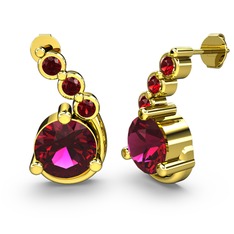 Lilya Küpe - Rodolit garnet ve garnet 18 ayar altın küpe #1b33krv