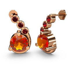 Sitrin ve garnet 14 ayar rose altın küpe