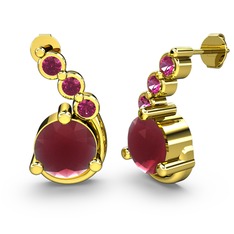 Lilya Küpe - Kök yakut ve rodolit garnet 925 ayar altın kaplama gümüş küpe #1dkm8mt