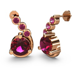 Rodolit garnet 925 ayar rose altın kaplama gümüş küpe