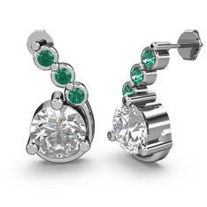 Lilya Küpe - Beyaz zirkon ve yeşil kuvars 925 ayar gümüş küpe #1et5uuc