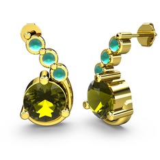 Lilya Küpe - Peridot ve kök zümrüt 18 ayar altın küpe #1g0akun