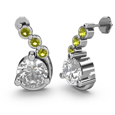 Lilya Küpe - Swarovski ve peridot 14 ayar beyaz altın küpe #1g6eyvg