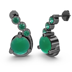 Lilya Küpe - Kök zümrüt ve yeşil kuvars 925 ayar siyah rodyum kaplama gümüş küpe #1hq5t3z