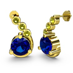 Lab safir ve peridot 8 ayar altın küpe