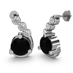 Lilya Küpe - Siyah zirkon ve pırlanta 925 ayar gümüş küpe (0.108 karat) #1i9isva