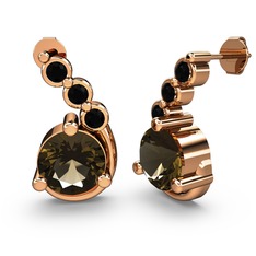 Lilya Küpe - Dumanlı kuvars ve siyah zirkon 8 ayar rose altın küpe #1j4iaa3