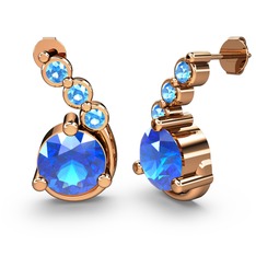 Lilya Küpe - Akuamarin 8 ayar rose altın küpe #1j7ucg8