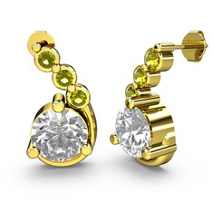 Swarovski ve peridot 14 ayar altın küpe