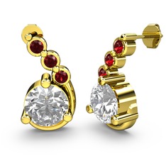 Lilya Küpe - Swarovski ve garnet 14 ayar altın küpe #1kmieeo