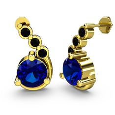 Lilya Küpe - Lab safir ve siyah zirkon 14 ayar altın küpe #1l8l8pj