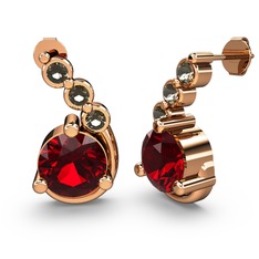 Lilya Küpe - Garnet ve dumanlı kuvars 8 ayar rose altın küpe #1lmqwsc