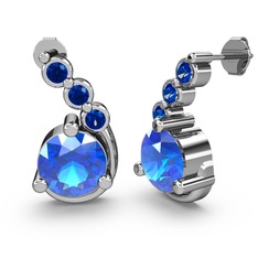 Lilya Küpe - Akuamarin ve lab safir 18 ayar beyaz altın küpe #1lroz6j