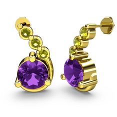 Lilya Küpe - Ametist ve peridot 8 ayar altın küpe #1mecelx