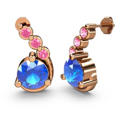 Lilya Küpe - Akuamarin ve pembe kuvars 925 ayar rose altın kaplama gümüş küpe #1nao6jz