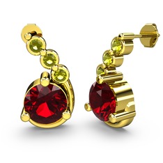 Lilya Küpe - Garnet ve peridot 18 ayar altın küpe #1nt76w