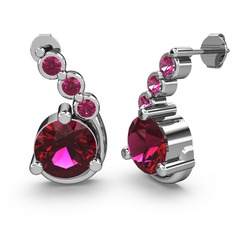 Lilya Küpe - Rodolit garnet 18 ayar beyaz altın küpe #1onxvzx