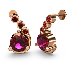 Lilya Küpe - Rodolit garnet ve garnet 14 ayar rose altın küpe #1psjq0t