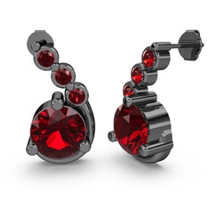 Garnet 925 ayar siyah rodyum kaplama gümüş küpe