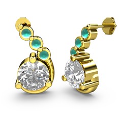 Lilya Küpe - Swarovski ve kök zümrüt 8 ayar altın küpe #1q7k8ti