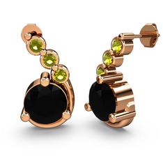 Siyah zirkon ve peridot 8 ayar rose altın küpe