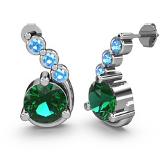 Lilya Küpe - Yeşil kuvars ve akuamarin 8 ayar beyaz altın küpe #1qivysu