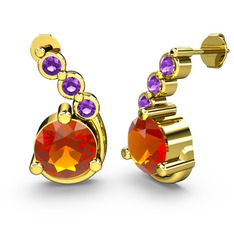 Sitrin ve ametist 14 ayar altın küpe