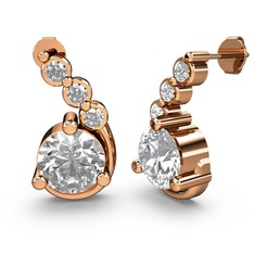 Beyaz zirkon ve swarovski 14 ayar rose altın küpe