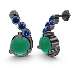 Lilya Küpe - Kök zümrüt ve lab safir 925 ayar siyah rodyum kaplama gümüş küpe #1t3x6pr