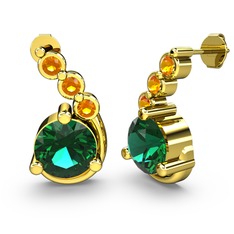 Lilya Küpe - Yeşil kuvars ve sitrin 18 ayar altın küpe #1tpt6qv