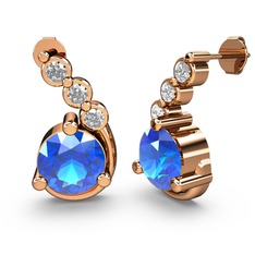 Akuamarin ve pırlanta 14 ayar rose altın küpe (0.108 karat)