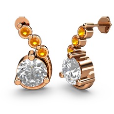 Lilya Küpe - Swarovski ve sitrin 925 ayar rose altın kaplama gümüş küpe #1v4k5k3