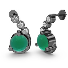 Lilya Küpe - Kök zümrüt ve swarovski 925 ayar siyah rodyum kaplama gümüş küpe #1v6quc4