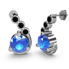 Lilya Küpe - Akuamarin ve siyah zirkon 8 ayar beyaz altın küpe #1vgg7ay