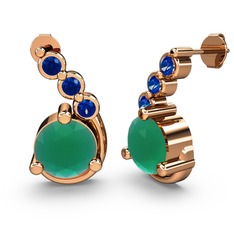 Lilya Küpe - Kök zümrüt ve lab safir 14 ayar rose altın küpe #1vxxx0n