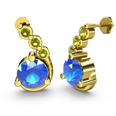 Akuamarin ve peridot 18 ayar altın küpe