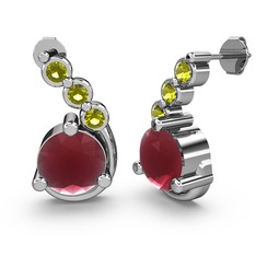 Lilya Küpe - Kök yakut ve peridot 925 ayar gümüş küpe #1xwxvum