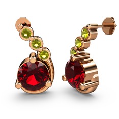 Garnet ve peridot 8 ayar rose altın küpe