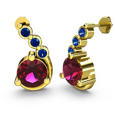 Lilya Küpe - Rodolit garnet ve lab safir 18 ayar altın küpe #1y12mxf