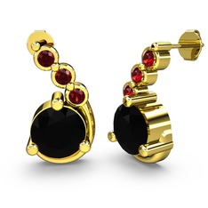 Siyah zirkon ve garnet 925 ayar altın kaplama gümüş küpe