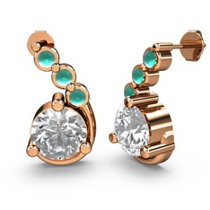 Lilya Küpe - Swarovski ve kök zümrüt 8 ayar rose altın küpe #23g4gx