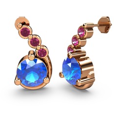 Lilya Küpe - Akuamarin ve rodolit garnet 8 ayar rose altın küpe #4ptu6i