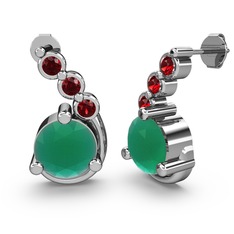 Lilya Küpe - Kök zümrüt ve garnet 925 ayar gümüş küpe #5dymat