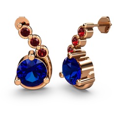 Lilya Küpe - Lab safir ve garnet 14 ayar rose altın küpe #5jl0j7
