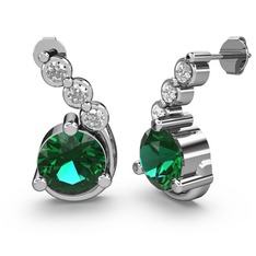 Lilya Küpe - Yeşil kuvars ve swarovski 14 ayar beyaz altın küpe #5owvsl