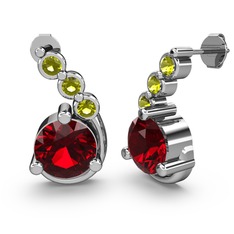 Lilya Küpe - Garnet ve peridot 925 ayar gümüş küpe #80qa5l
