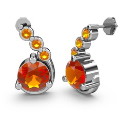 Lilya Küpe - Sitrin 8 ayar beyaz altın küpe #86m8la