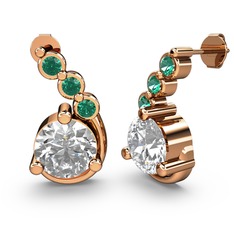 Swarovski ve yeşil kuvars 925 ayar rose altın kaplama gümüş küpe