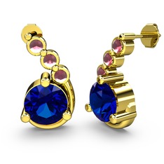 Lab safir ve kök yakut 8 ayar altın küpe