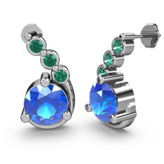 Lilya Küpe - Akuamarin ve yeşil kuvars 8 ayar beyaz altın küpe #9abmk1